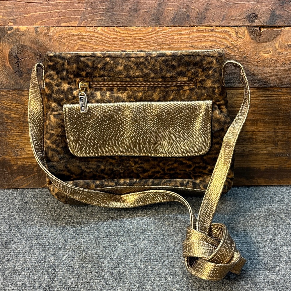 Tianni Purse Crossbody Animal leopard print Gold detail with Pockets Zippers
